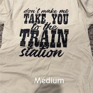 Beige Graphic Tee with Bold Text